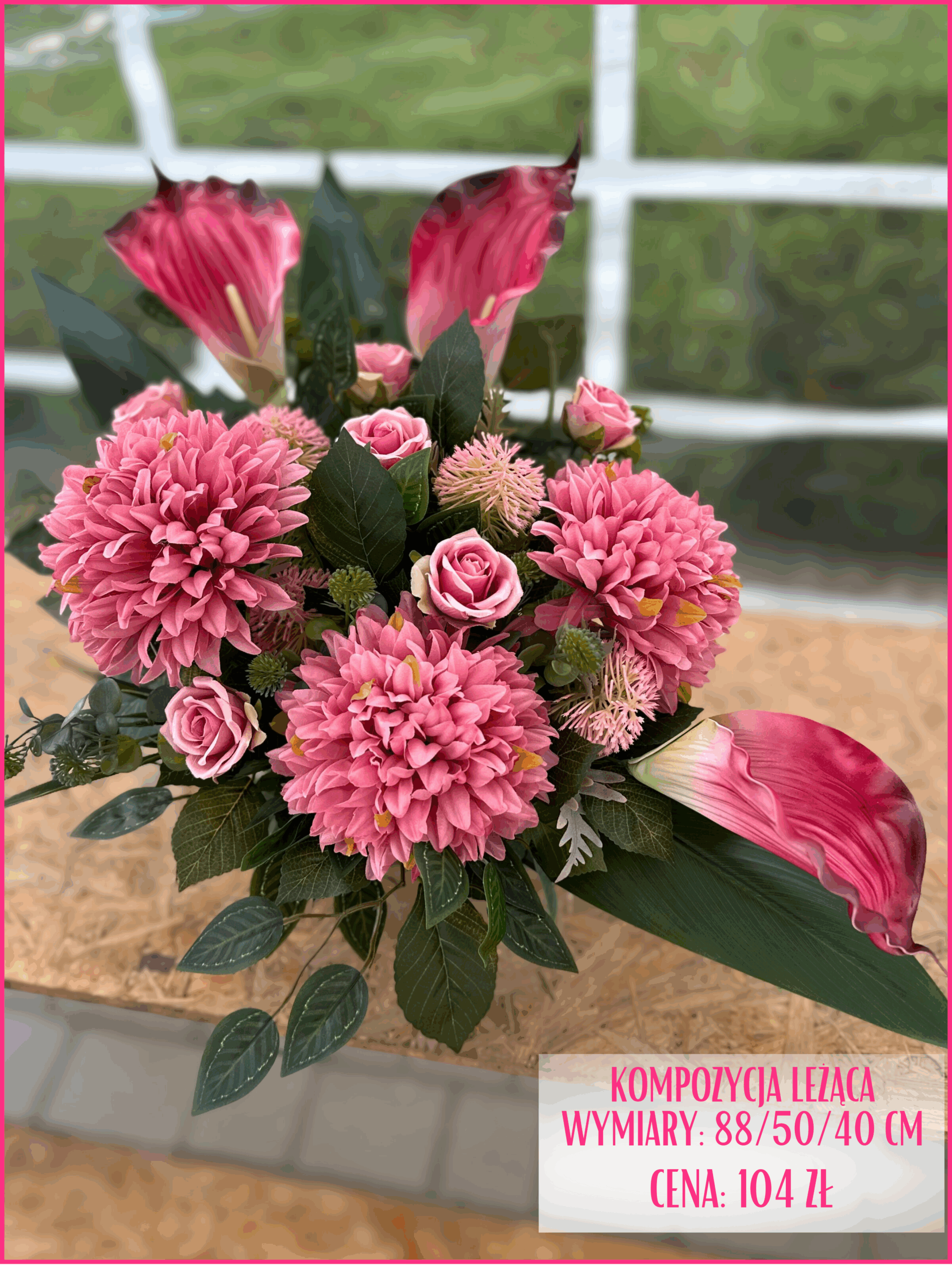 Kompozycje nagrobne na Wszystkich Świętych z kwiatów sztucznych premium – trwałe, eleganckie i odporne na pogodę.