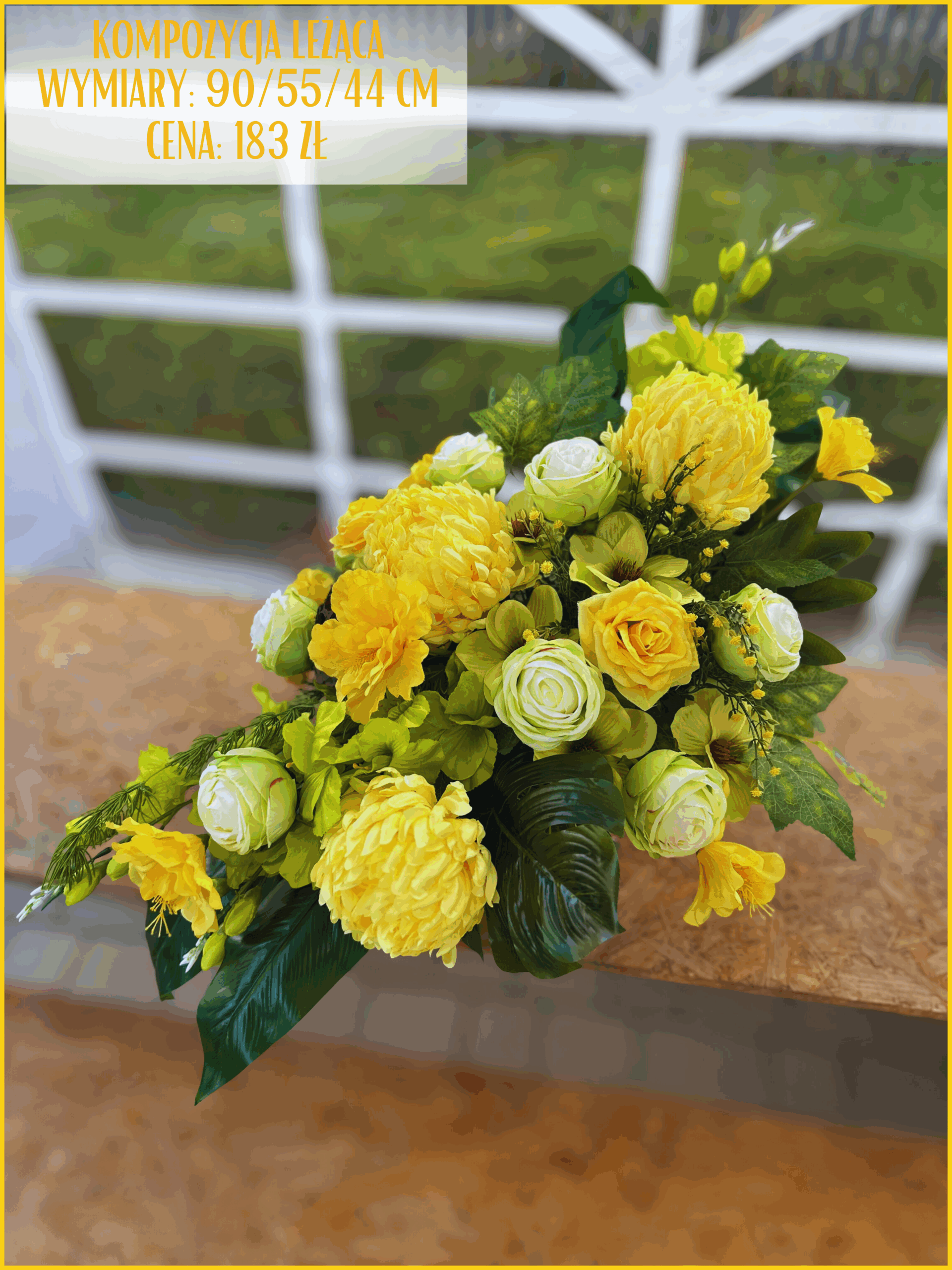 Piękne i trwałe kompozycje na groby – stworzone z kwiatów sztucznych najwyższej jakości.