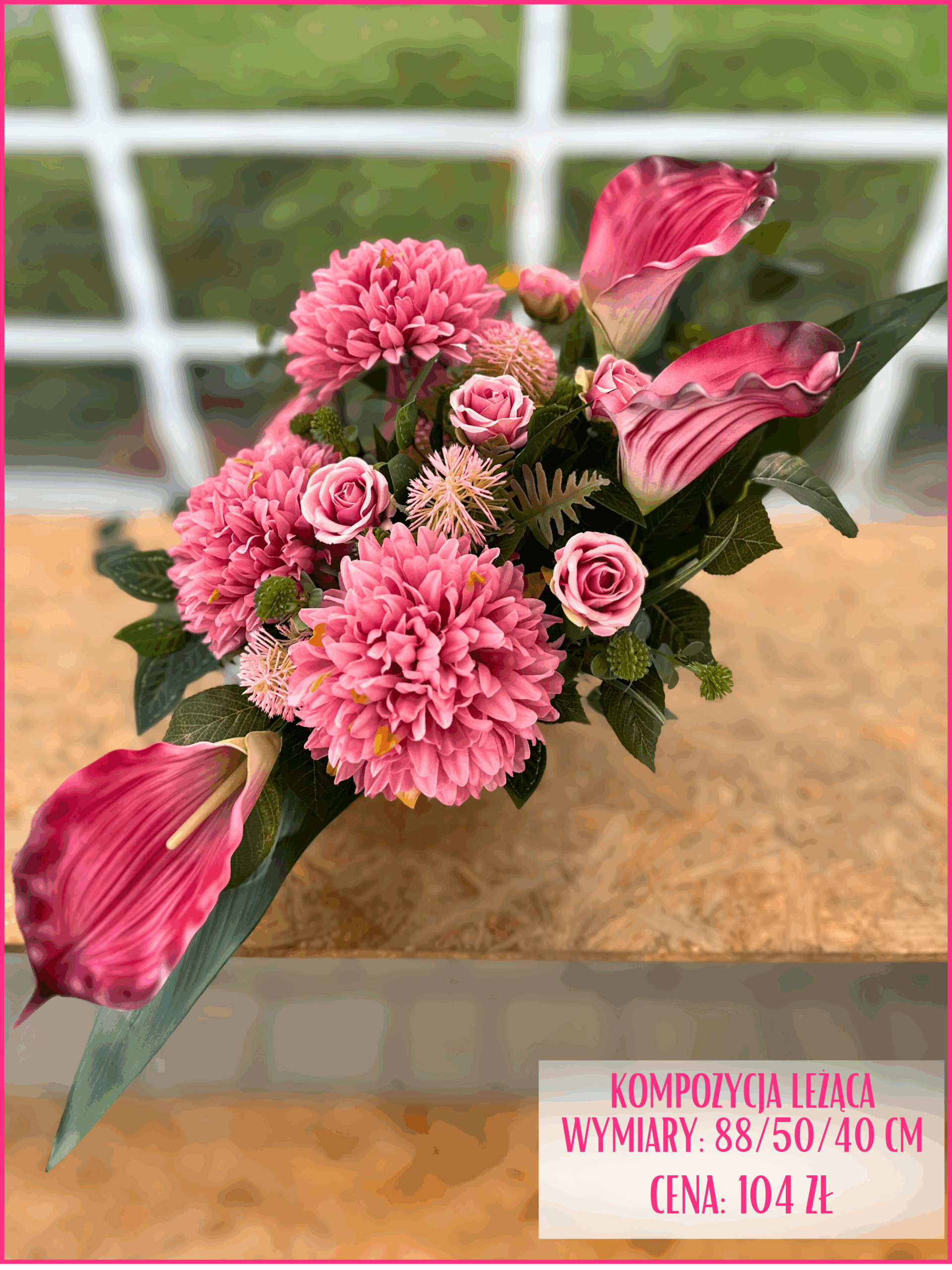 Dekoracje nagrobne z kwiatów sztucznych – estetyczne i odporne na deszcz i mróz.