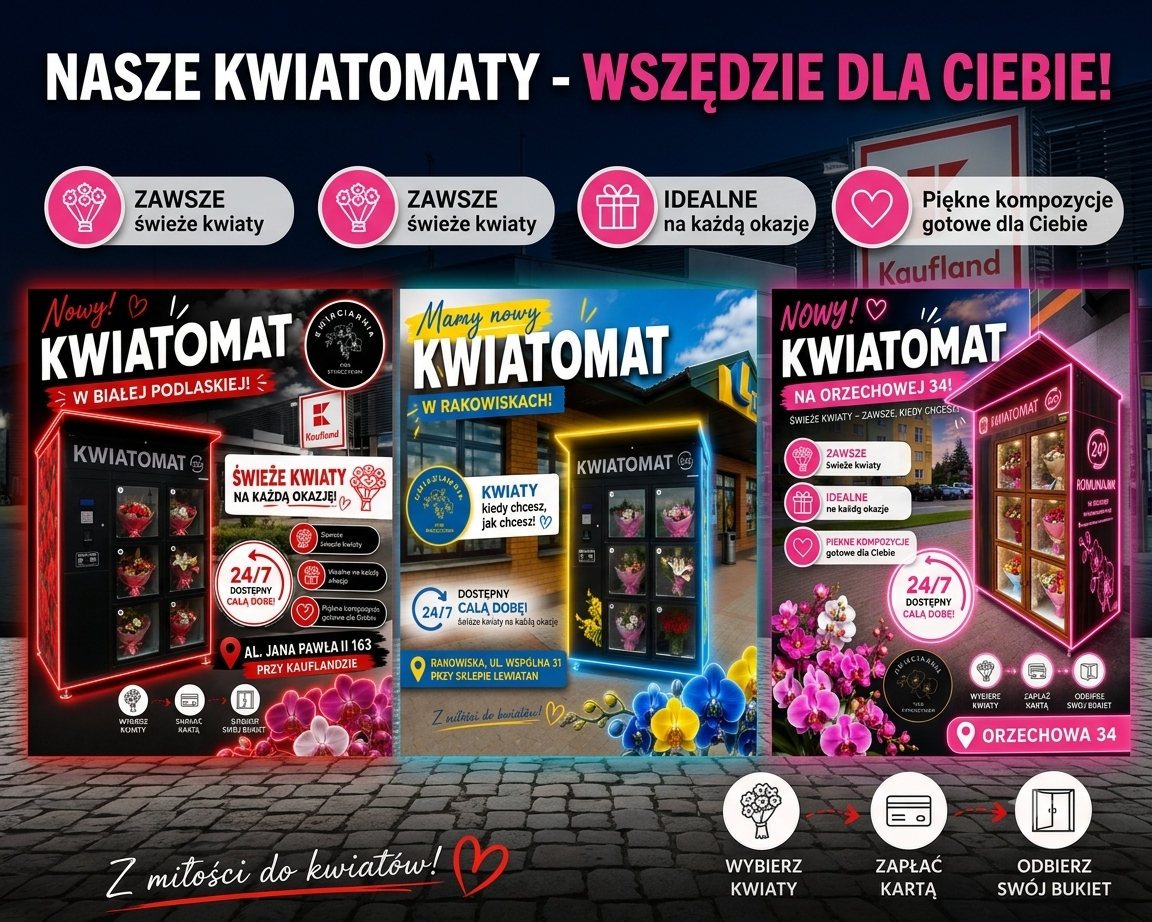 Kwiatomaty Biała Podlaska & Rakowiska | Kwiaty Całodobowo 24/7